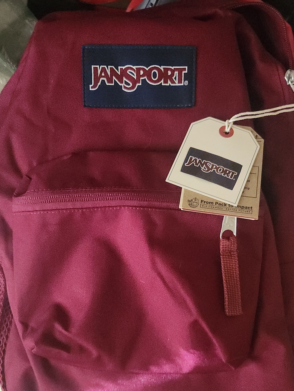 Jansport Burgundy Everyday Transport russet red Backpack with Front Pocket